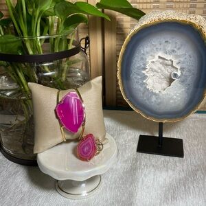 |Pink Agate |Ring & Bracelet Set|